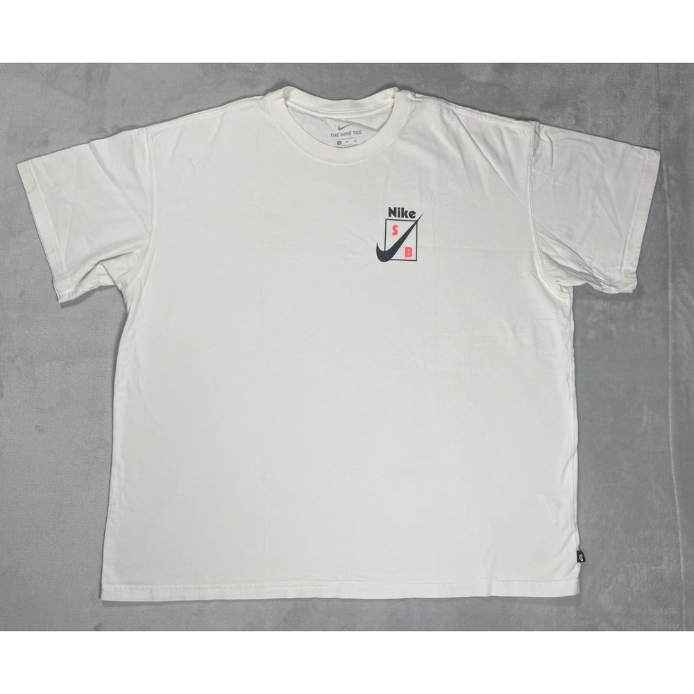 Nike SB T-Shirt Men XL White Swoosh Logo Skateboarding Graphic Tee